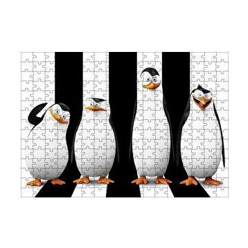 Cakapuzzle Madagaskar Penguenleri Siyah Beyaz Görseli 120 Parça Ahşap Puzzle