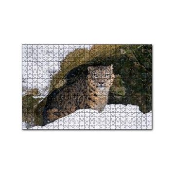 Cakapuzzle Mağara Ağzında Kar Leoparı 120 Parça Ahşap Puzzle