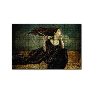 Cakapuzzle Makas Kadın Soyut Resim 120 Parça Ahşap Puzzle