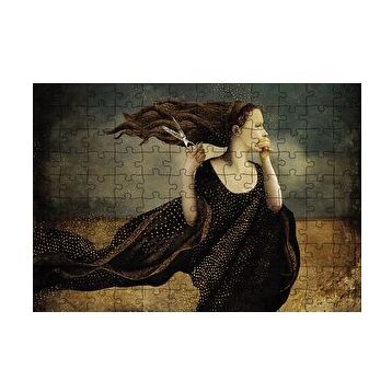 Cakapuzzle Makas Kadın Soyut Resim 120 Parça Ahşap Puzzle