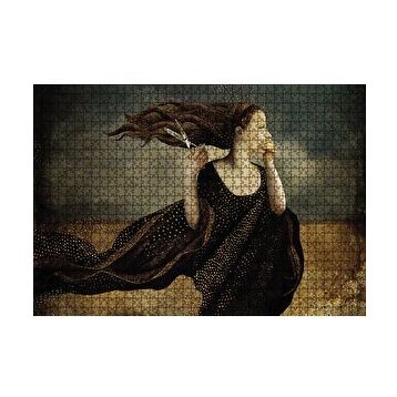 Cakapuzzle Makas Kadın Soyut Resim 120 Parça Ahşap Puzzle