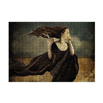 Cakapuzzle Makas Kadın Soyut Resim 120 Parça Ahşap Puzzle