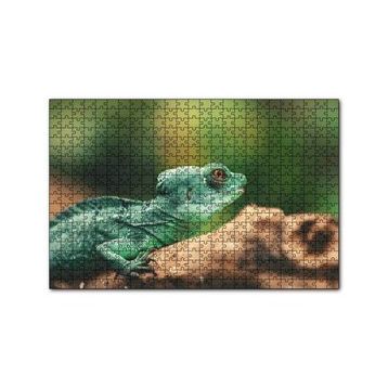 Cakapuzzle Mango Kökü Üzerindeki Yeşil Kertenkele 120 Parça Ahşap Puzzle