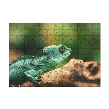 Cakapuzzle Mango Kökü Üzerindeki Yeşil Kertenkele 120 Parça Ahşap Puzzle