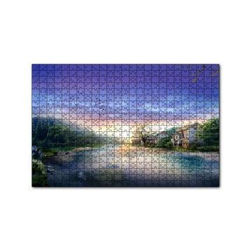Cakapuzzle Manzara Resmi Nehir Ev Orman 120 Parça Ahşap Puzzle