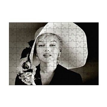 Cakapuzzle Marilyn Monroe Güllü Beyaz Şapkası Gülümsemesi 120 Parça Ahşap Puzzle