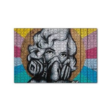 Cakapuzzle Maskeli Kadın Duvar Boyama 120 Parça Ahşap Puzzle