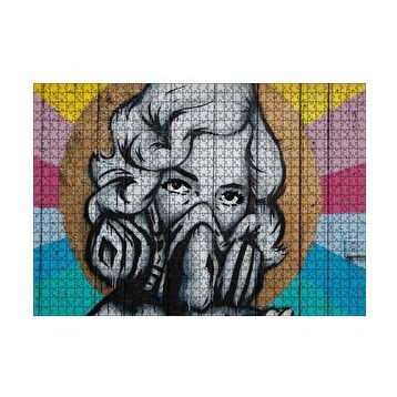 Cakapuzzle Maskeli Kadın Duvar Boyama 120 Parça Ahşap Puzzle