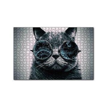 Cakapuzzle Matematik İşlemli Gözlüklü Kedi 120 Parça Ahşap Puzzle