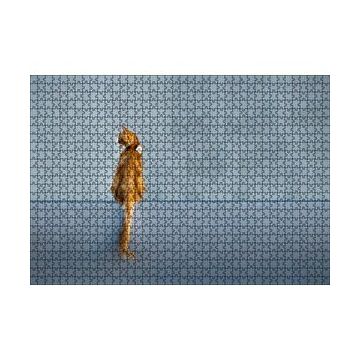 Cakapuzzle Mavi Duvar Önündeki Sarı Kedi 120 Parça Ahşap Puzzle