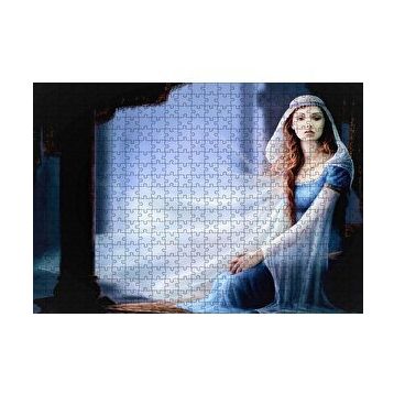 Cakapuzzle Mavi Elbiseli Kadın ve Sütunlar 120 Parça Ahşap Puzzle