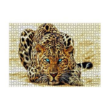 Cakapuzzle Mavi Gözlü Leopar İllüstrasyon 120 Parça Ahşap Puzzle