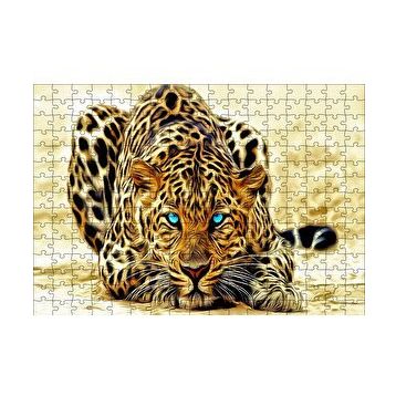 Cakapuzzle Mavi Gözlü Leopar İllüstrasyon 120 Parça Ahşap Puzzle