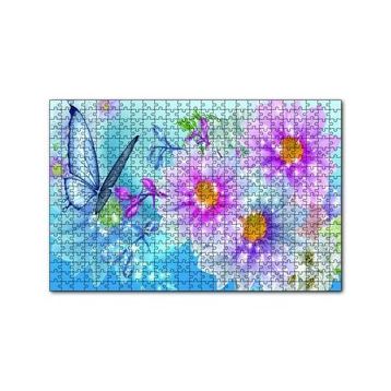 Cakapuzzle Mavi Kelebekler Çiçekler 120 Parça Puzzle