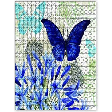 Cakapuzzle Mavi Kelebekler Çiçekler 120 Parça Puzzle