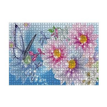 Cakapuzzle Mavi Kelebekler Çiçekler 120 Parça Puzzle