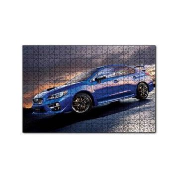 Cakapuzzle Mavi Subaru STI ve Bulutlu Gökler 120 Parça Ahşap Puzzle
