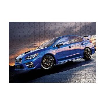 Cakapuzzle Mavi Subaru STI ve Bulutlu Gökler 120 Parça Ahşap Puzzle