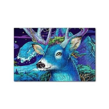 Cakapuzzle Mavi Temalı Geyik Yakın Plan 120 Parça Ahşap Puzzle