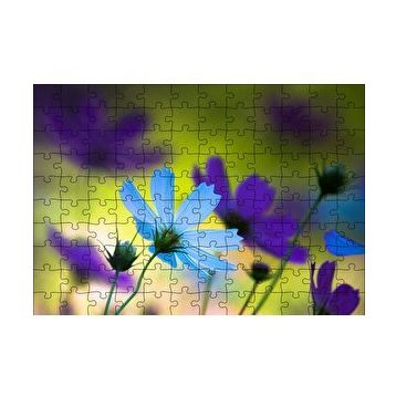 Cakapuzzle Mavi ve Mor Çiçekler Yapboz MDF Puzzle