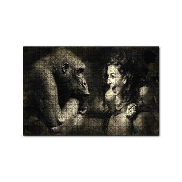 Cakapuzzle Maymun ve Gülümseyen kKadın 120 Parça Ahşap Puzzle