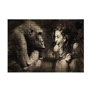 Cakapuzzle Maymun ve Gülümseyen kKadın 120 Parça Ahşap Puzzle