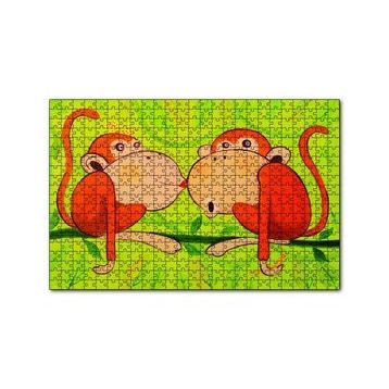 Cakapuzzle Maymunlar Aşk Öpücüğü 120 Parça Ahşap Puzzle