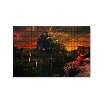 Cakapuzzle Meditasyon Yapan Budist Şato 120 Parça Ahşap Puzzle