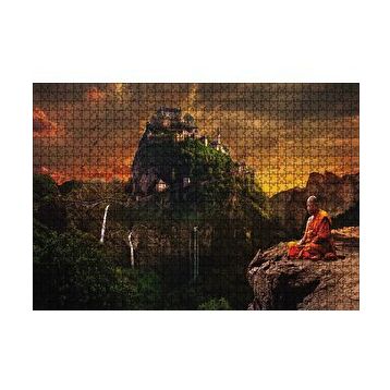 Cakapuzzle Meditasyon Yapan Budist Şato 120 Parça Ahşap Puzzle