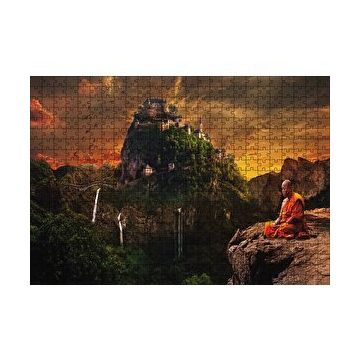 Cakapuzzle Meditasyon Yapan Budist Şato 120 Parça Ahşap Puzzle