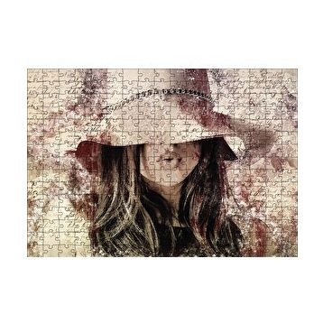 Cakapuzzle Mektup Zemininde Şapkalı Kız 120 Parça Ahşap Puzzle