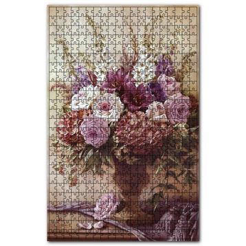 Cakapuzzle Mermer Vazo İçindeki Karışık Çiçekler Ahşap 1000 Parça Puzzle