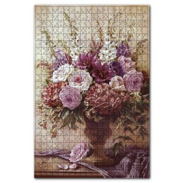 Cakapuzzle Mermer Vazo İçindeki Karışık Çiçekler Ahşap 1000 Parça Puzzle