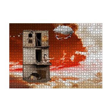Cakapuzzle Metruk Bina Trapezciler ve Bulutlar 120 Parça Ahşap Puzzle