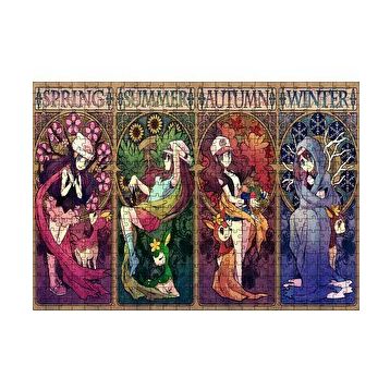 Cakapuzzle Mevsimler Ve Kadın Çiçek Görselleri 120 Parça Ahşap Puzzle