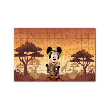 Cakapuzzle Mickey Mouse Çizgi Film Safari Gün Batımı 120 Parça Ahşap Puzzle