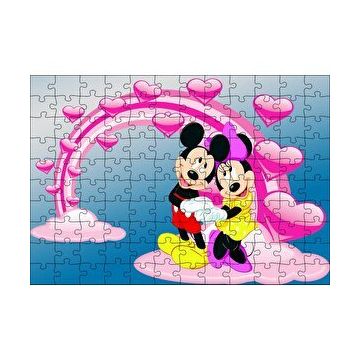 Cakapuzzle Mickey Ve Minnie Mouse Fotoğraf Aşk 120 Parça Ahşap Puzzle