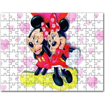 Cakapuzzle Mickey ve Minnie Mouse Illüstrasyon Pembe 120 Parça Puzzle