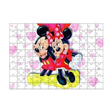 Cakapuzzle Mickey ve Minnie Mouse Illüstrasyon Pembe 120 Parça Puzzle
