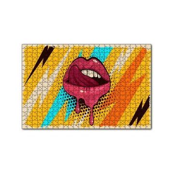 Cakapuzzle Modern Sanat Boyama Kadın Dudakları 120 Parça Ahşap Puzzle