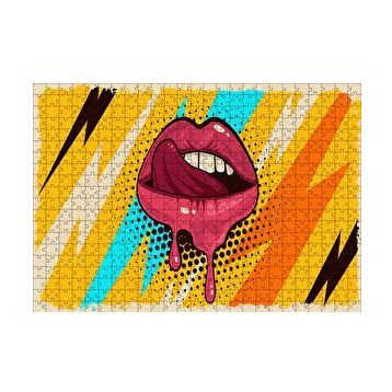 Cakapuzzle Modern Sanat Boyama Kadın Dudakları 120 Parça Ahşap Puzzle