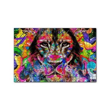 Cakapuzzle Modern Sanat Rekli Boyama Aslan Figür 120 Parça Ahşap Puzzle