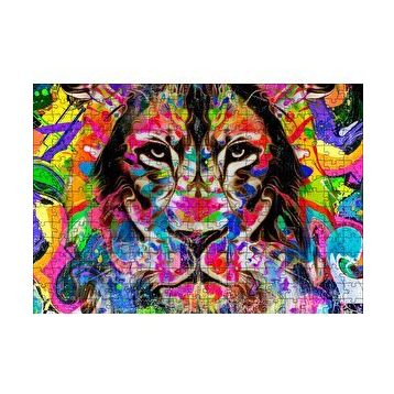 Cakapuzzle Modern Sanat Rekli Boyama Aslan Figür 120 Parça Ahşap Puzzle