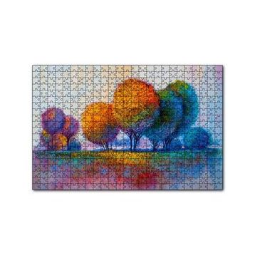 Cakapuzzle Modern Sanat Renkli Ağaç Doğa Görseli 120 Parça Ahşap Puzzle