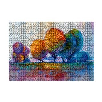Cakapuzzle Modern Sanat Renkli Ağaç Doğa Görseli 120 Parça Ahşap Puzzle