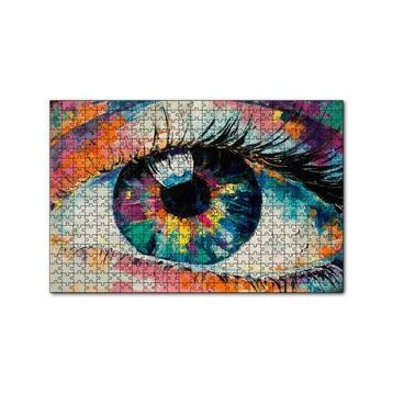 Cakapuzzle Modern Sanat Renli Boyama Kadın Gözü 120 Parça Ahşap Puzzle