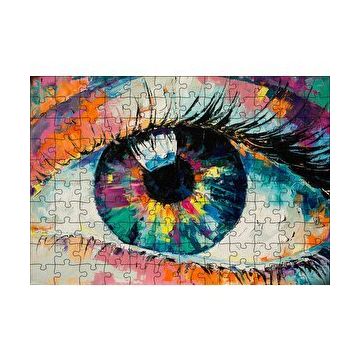 Cakapuzzle Modern Sanat Renli Boyama Kadın Gözü 120 Parça Ahşap Puzzle