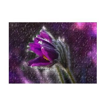 Cakapuzzle Mor Papatya Yağmur Damlaları ve Güneş Işığı 120 Parça Puzzle