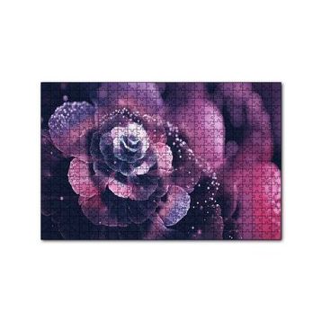 Cakapuzzle Mor Ve Beyaz Soyut Çiçek Görseli 120 Parça Ahşap Puzzle