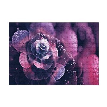 Cakapuzzle Mor Ve Beyaz Soyut Çiçek Görseli 120 Parça Ahşap Puzzle